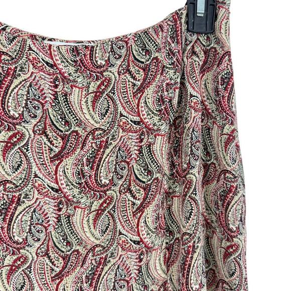 Talbots Petite Pure Silk Paisley Midi A-Line Red Beige Skirt Side Zip sz 10P - Picture 6 of 16